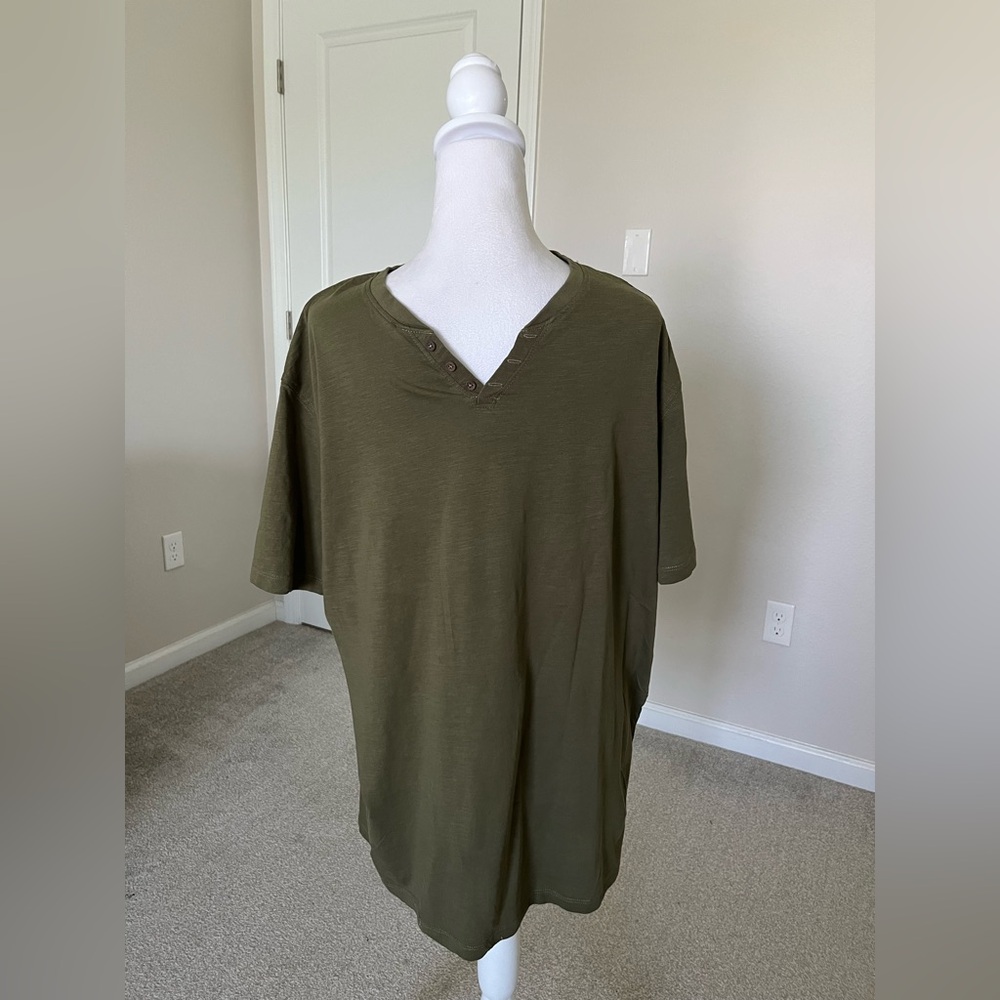 NWOT Calliope Mens Olive Green Henley T-Shirt Size XXL